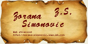 Zorana Simonović vizit kartica